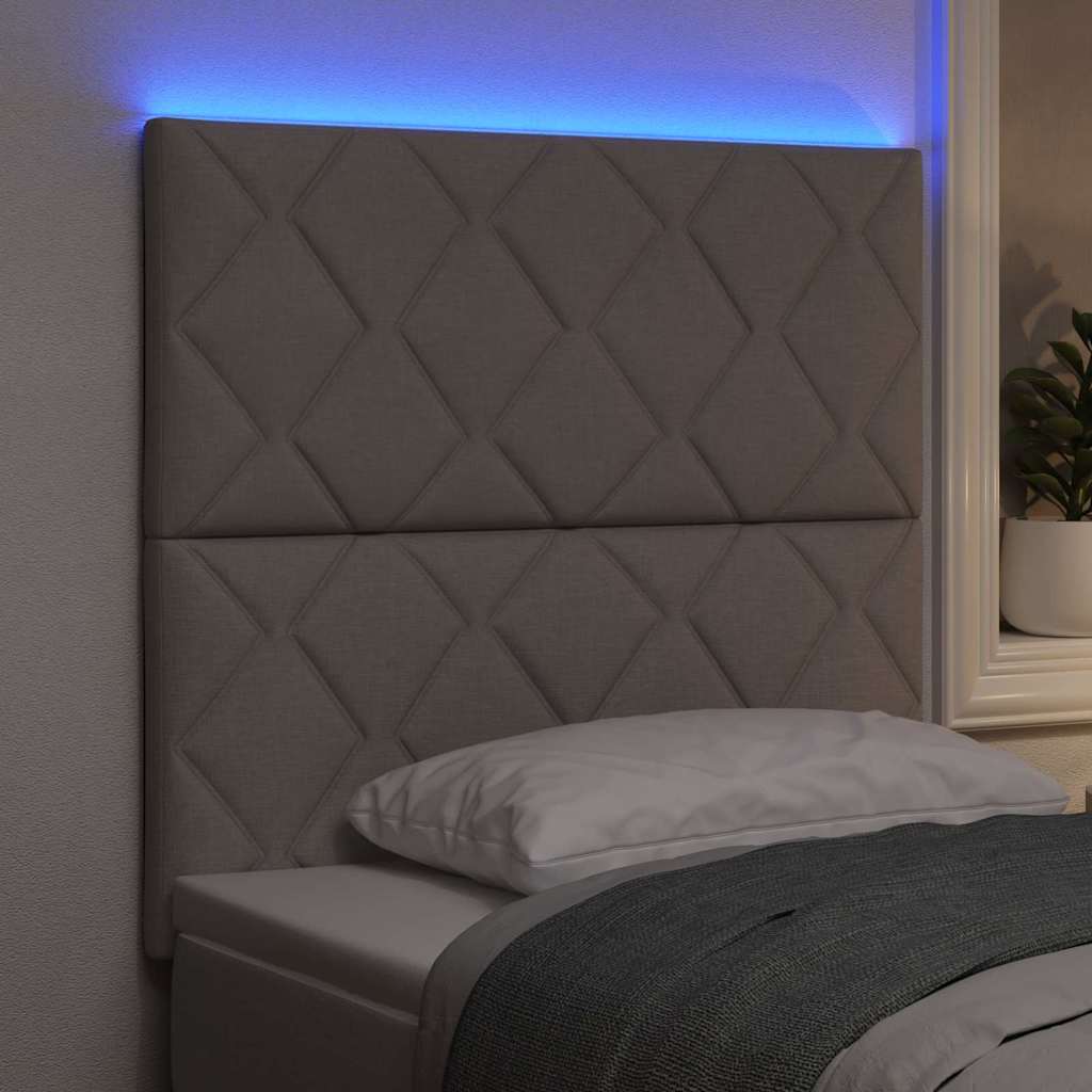 Headboard with LED Strip Lights Adjustable Taupe 90 cm Fabric